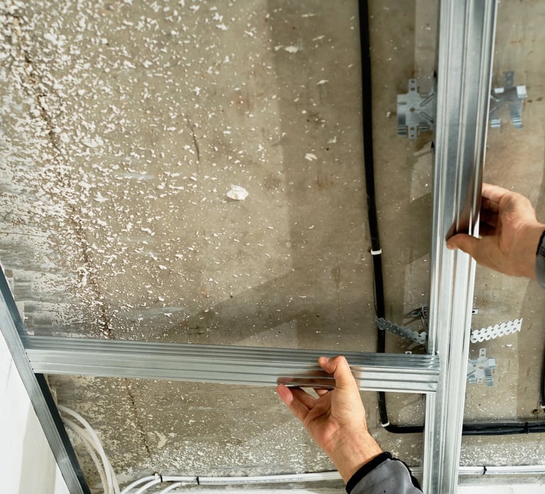 cloison métallique, ossature, profilés placo, cloison intérieure, travaux de montage