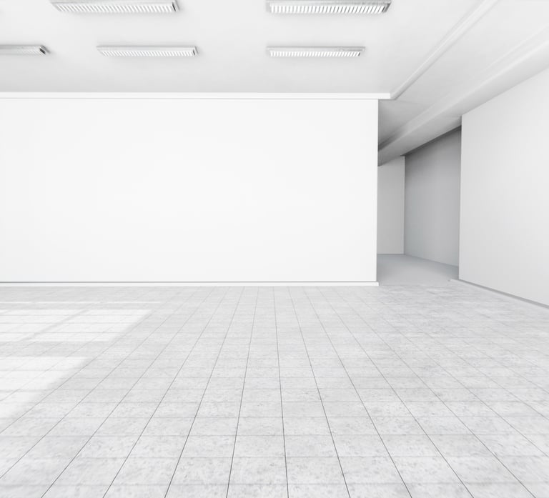 cloison pleine, espace professionnel, rénovation intérieure, finition lisse, murs blancs