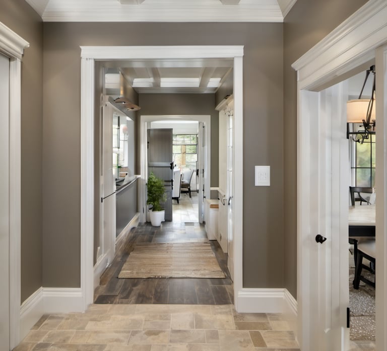 Mordern, chic hallway, morden colour paint,  Home renovation in the GTA