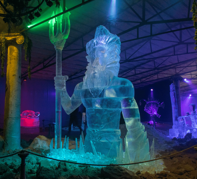 escultura de hielo poseidon arte sancho sculpture