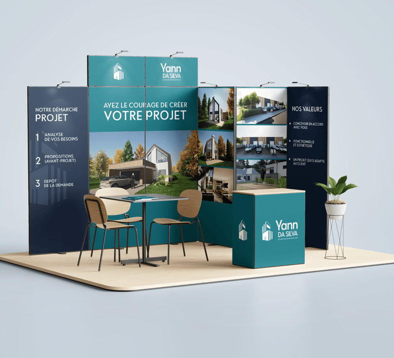 Réalisation : stand Yann DA SILVA dessinateur en architecture - Amy Atelier Graphique