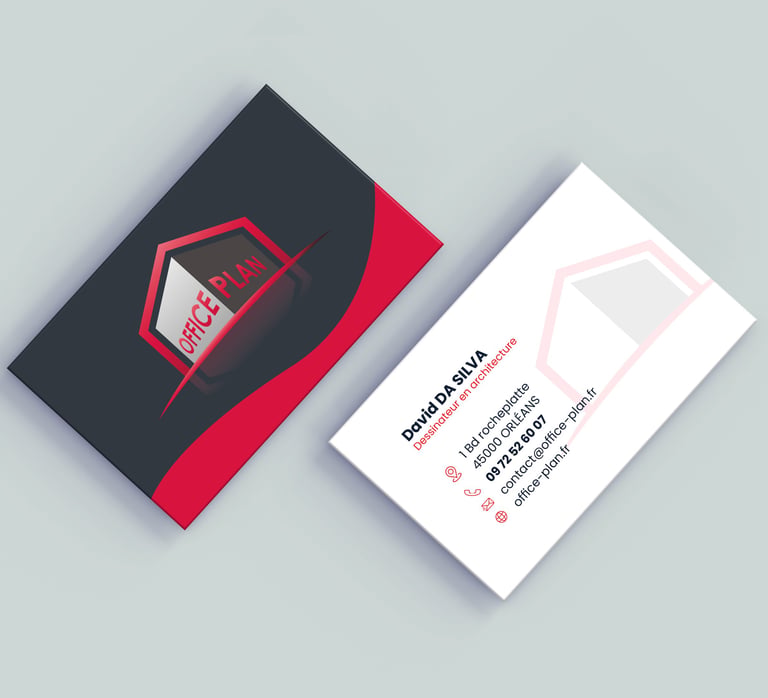 Réalisation : Carte de visite pour OFFICE PLAN - Amy Atelier Graphique