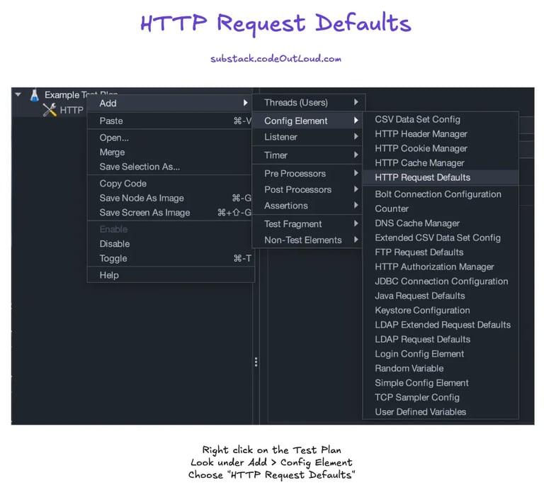 JMeter HTTP Request Defaults selection