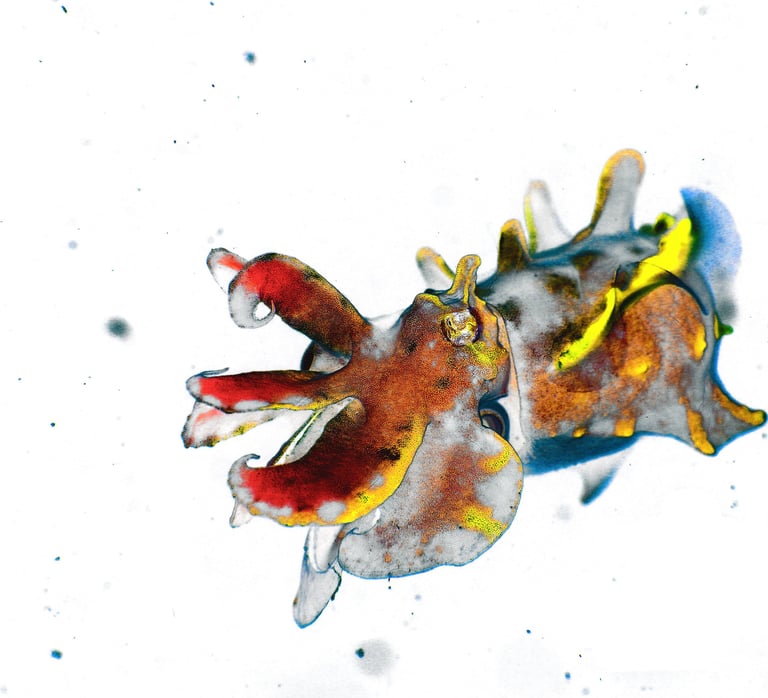 a sea slugle with a yellow and red flower