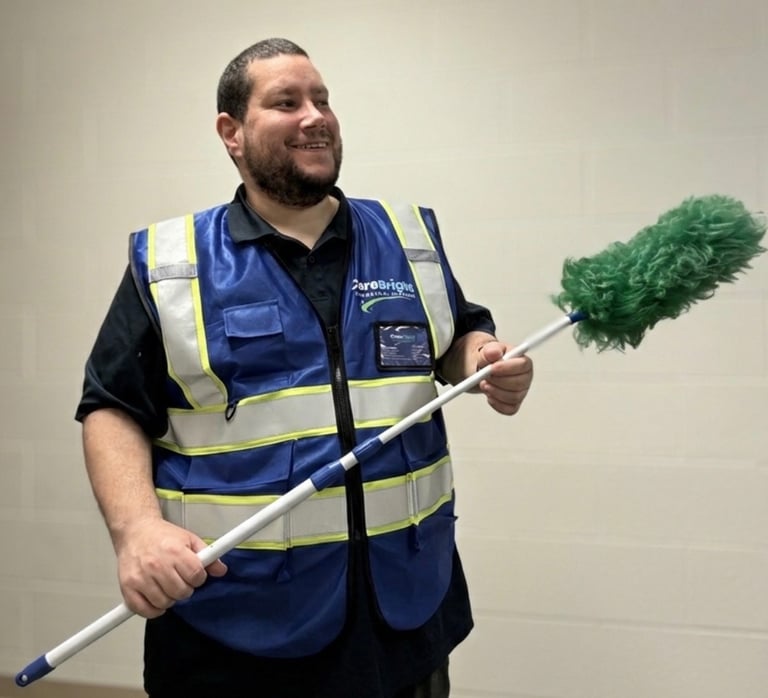 CoreBright owner with a duster