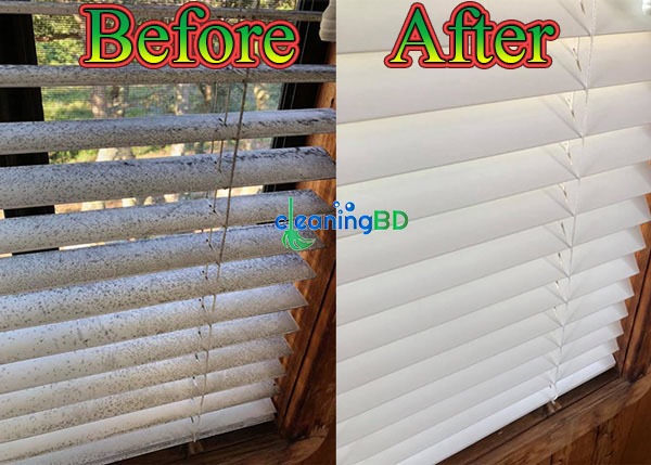 a window with a window blinds