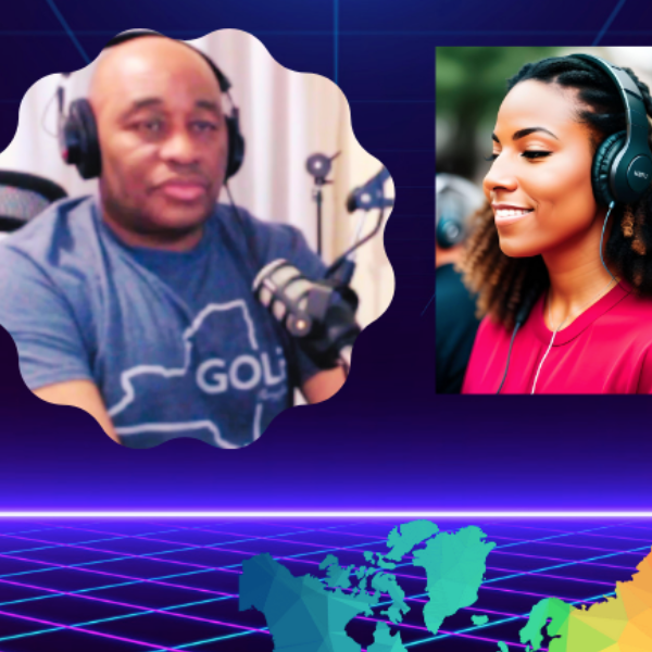 a man and woman in headphones and headphones