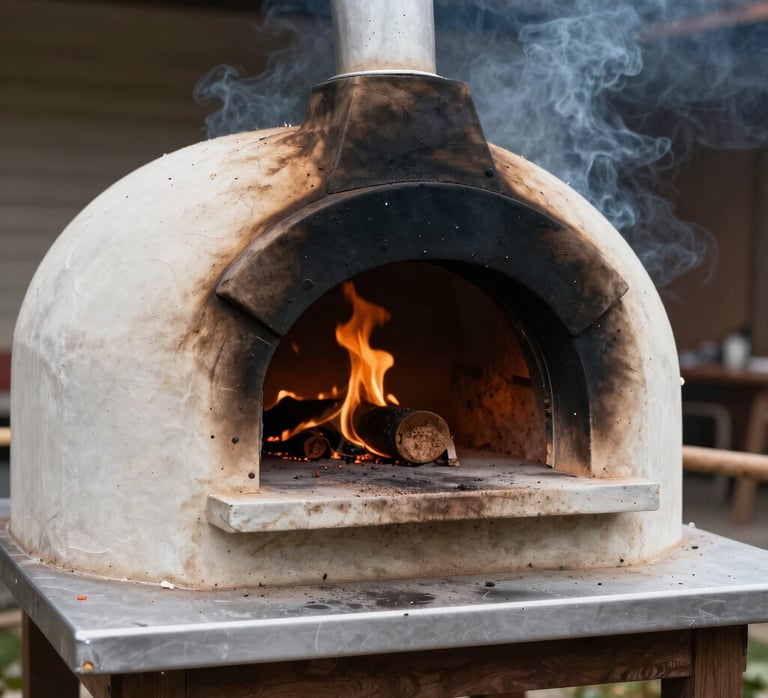 Smoke and soot removal from outdoor pizza oven fire