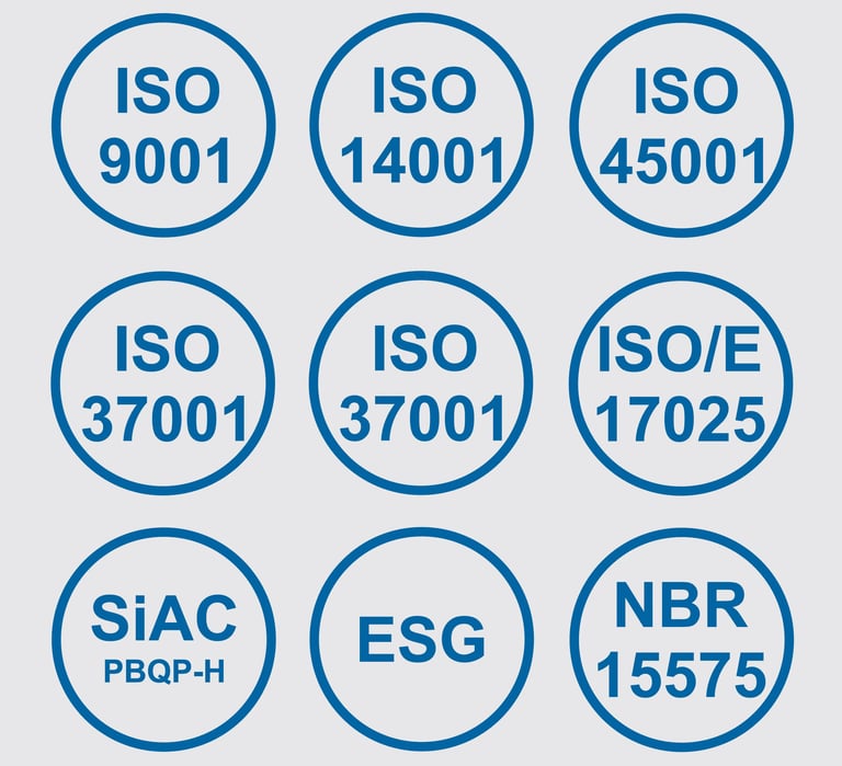 um conjunto de diferentes tipos de selos de certificação.