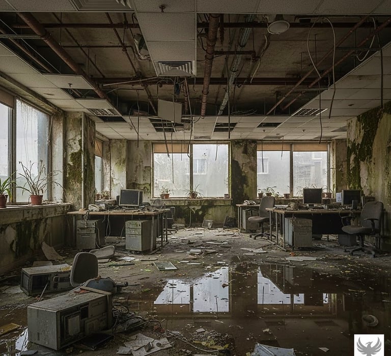 Bureaux commerciaux ayant eu un dégâts des eaux, restauration confiée à P.S.Immo