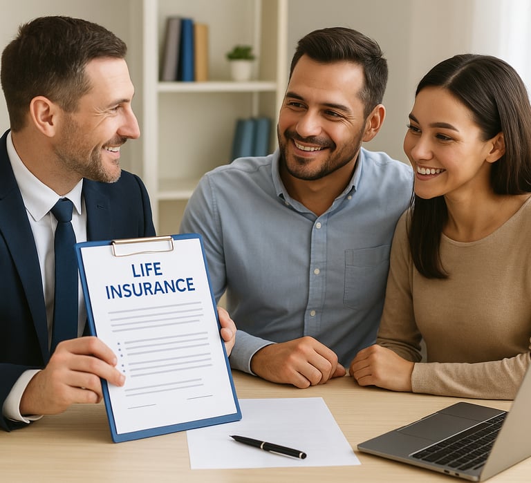 pareja con asesor de seguros de vida Infoseguros LLC