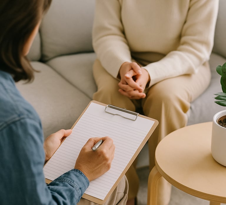 Supervisor and clinician, clipboard and notes — supervision and mentorship for psychologists