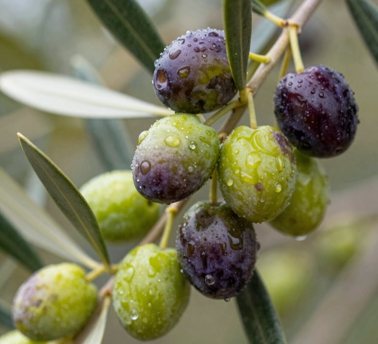 Close-up of fresh olives being washed in the almazara.