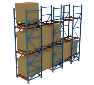 es un rack tipo push-back (LIFO)