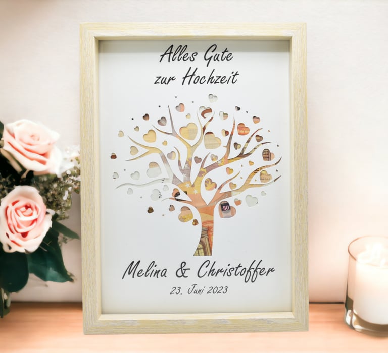 Personalisierte Hochzeitsgeschenke aus Holz – liebevoll graviert und dekoriert