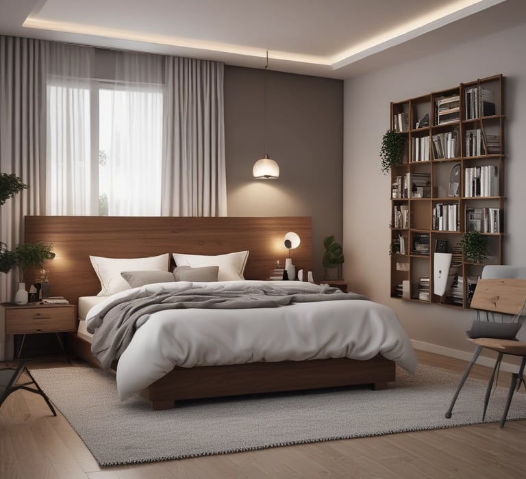 A serene, minimalist living room in Bangalore showcasing soft natural light and subtle neutral tones.