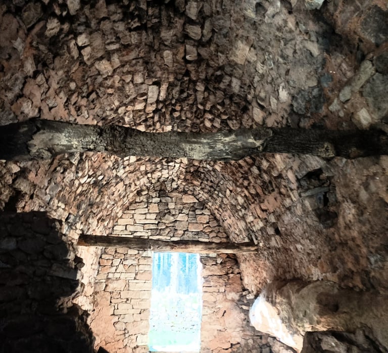 The vaulted ceiling