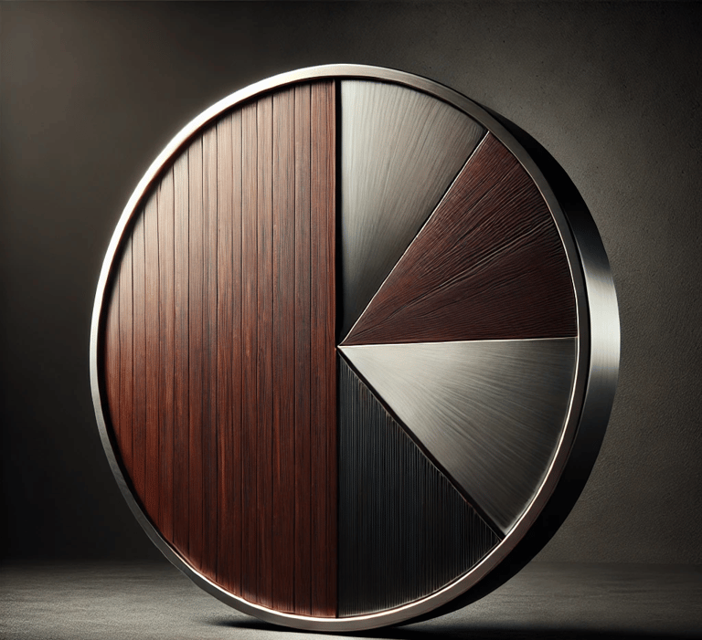 A high-end wooden pie chart reflecting fractional leadership and executive-level expertise.