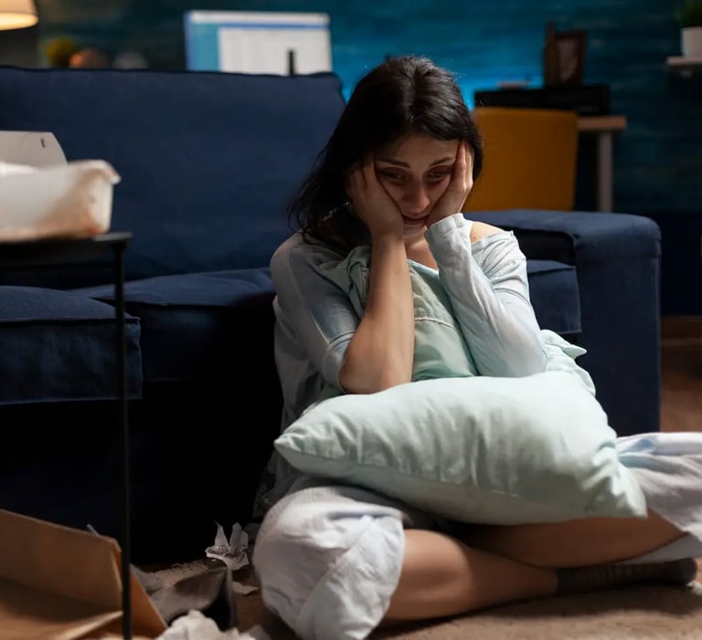 femme souffrant d'anxiete. Retrouver le calme et sérénité un magnetiseur à Nantes Christophe Meunier