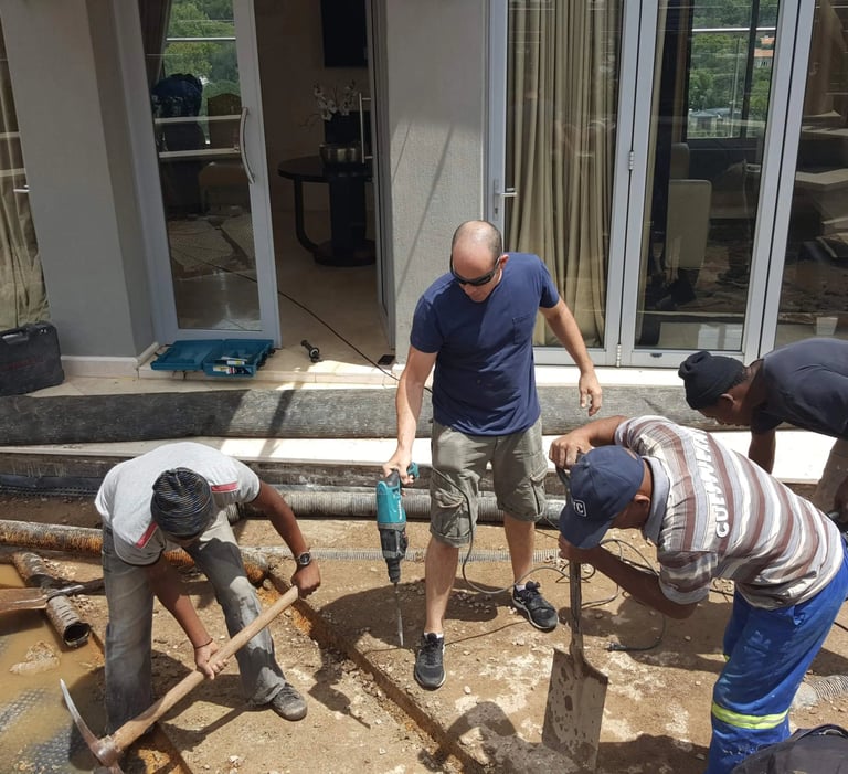 Leak tracing on severely compromised slab at Sandhurst Towers, Sandton