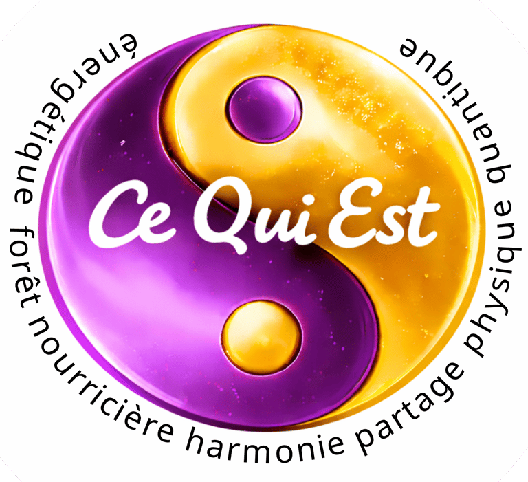 yin yang avec slogan sur l'énergétique, physique quantique, harmonie et partage