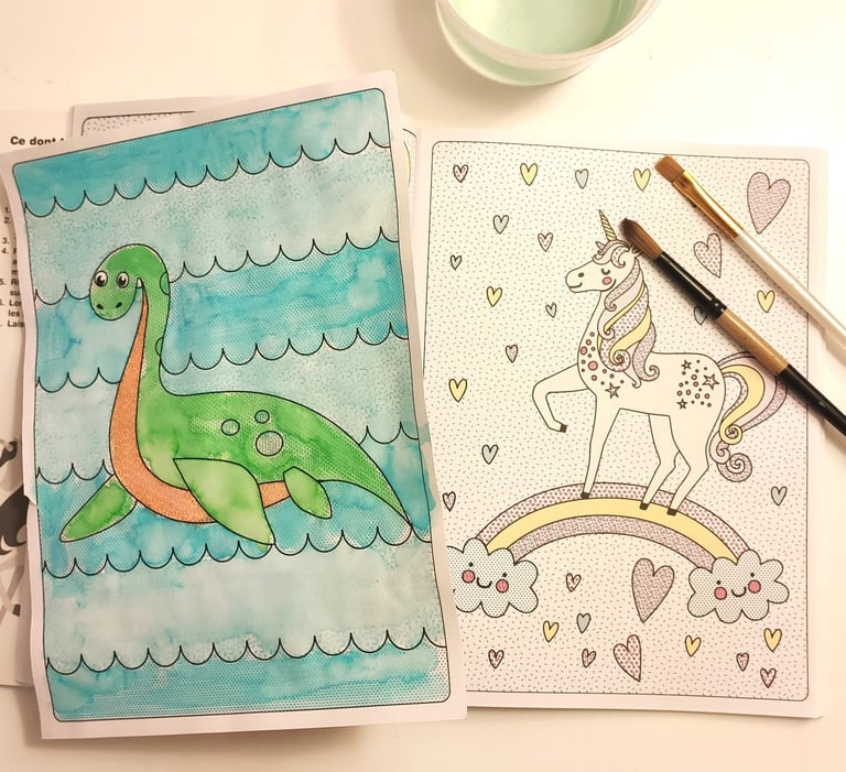 Paint with water and brushes