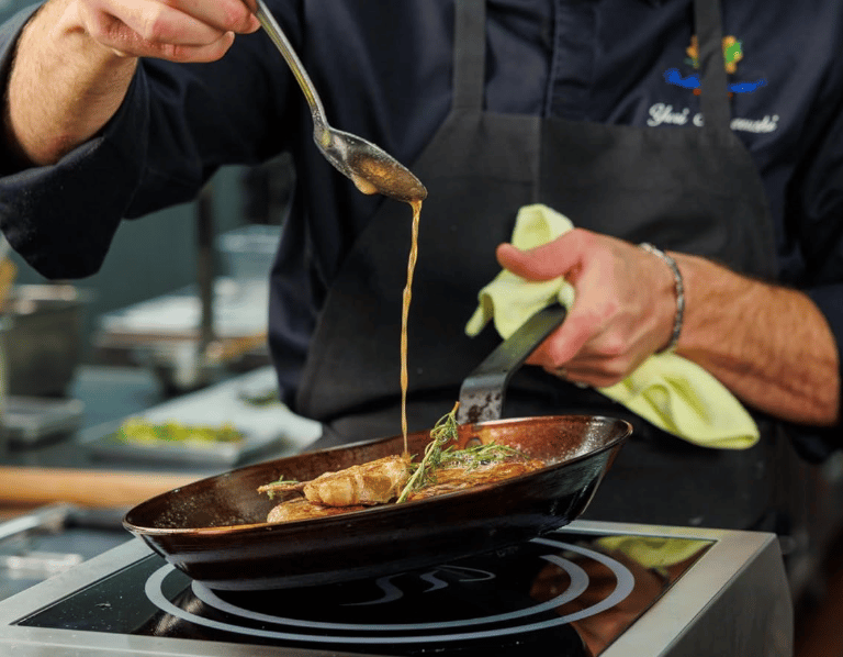 Matfer Bourgeat 15-inch carbon steel frying pan, nontoxic and rivetless.