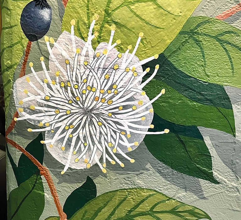 Détail peinture murale acrylique lessivable, fleur de myrte