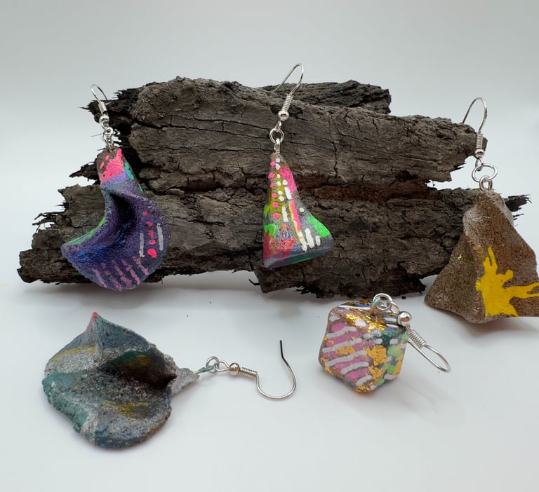 coffee clay earrings recycled