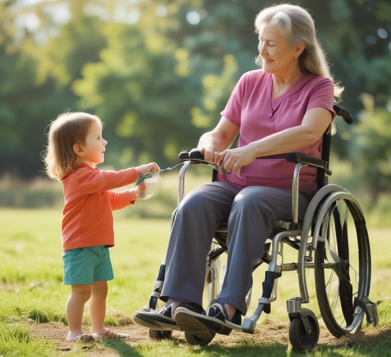 A caring nurse assisting an elderly person with daily hygiene in a bright, calm home setting.