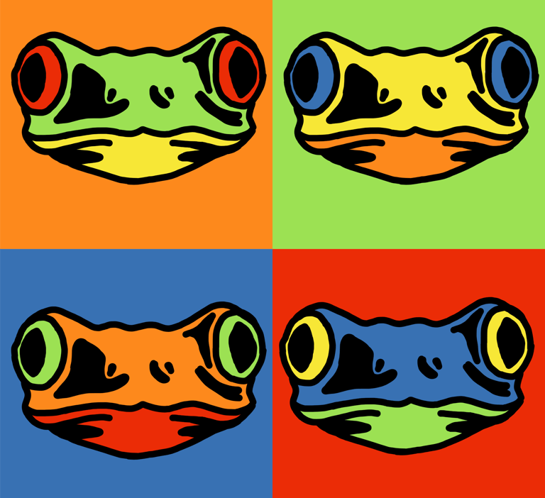 Red-eyed tree frog colorful icons