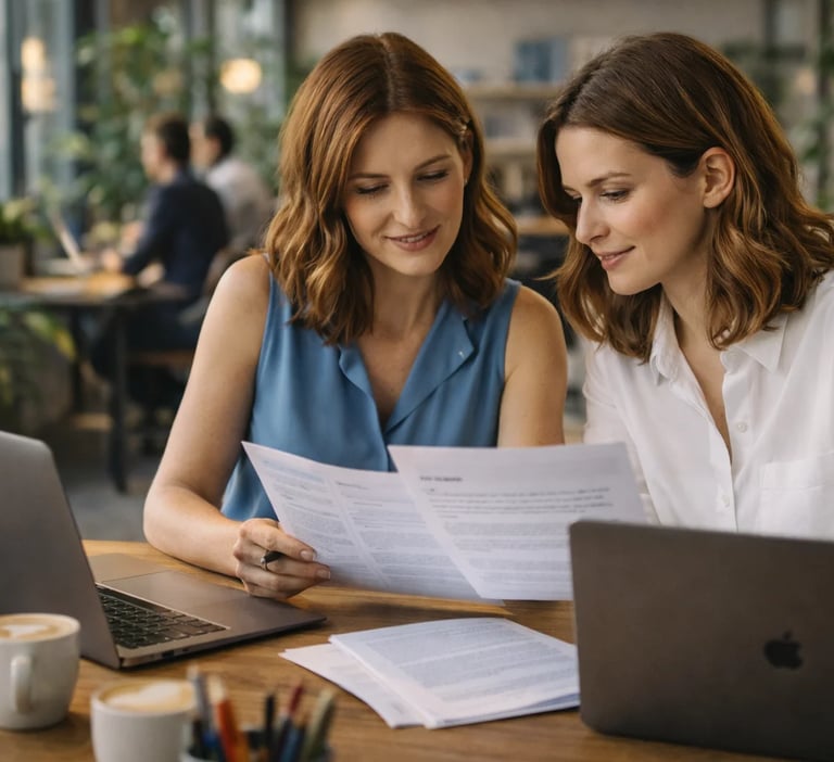 Mujeres realizando un chequeo de redaccion