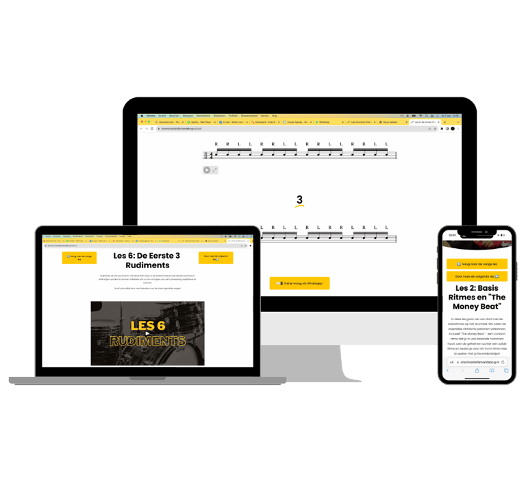 a laptop, tablet and phone with a laptop screen displaying a website page