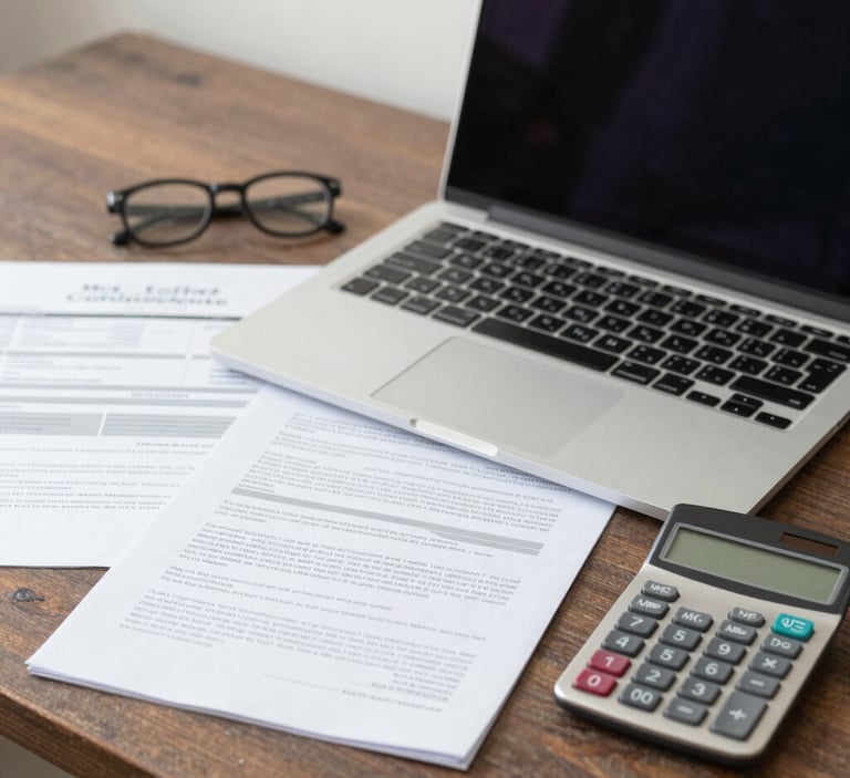 A professional consultant assisting a client with electronic invoicing on a laptop.