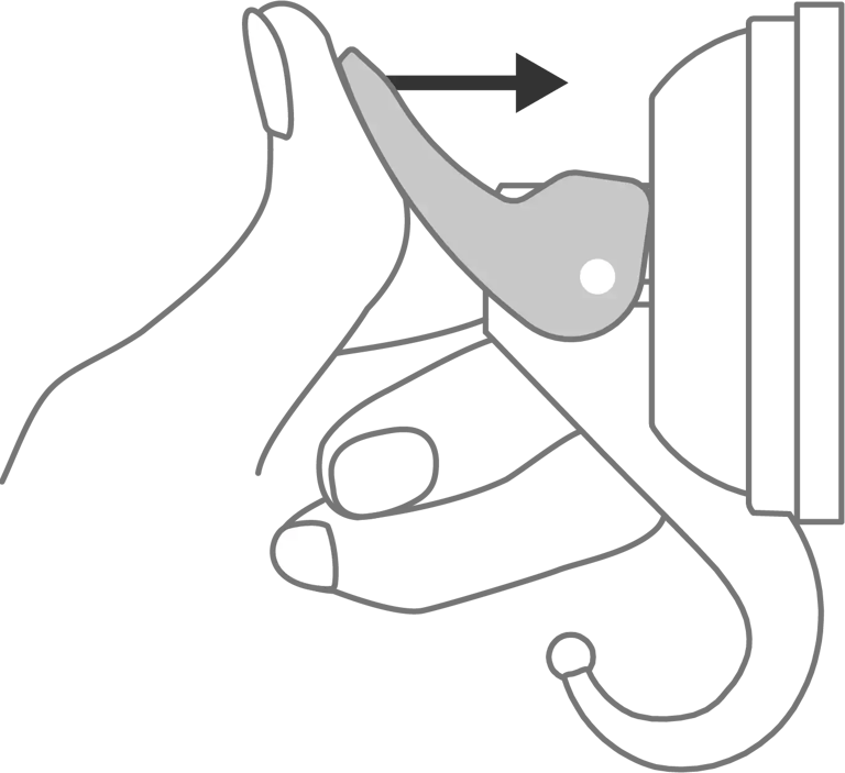 press the lock and vacuum suction cup mount properly