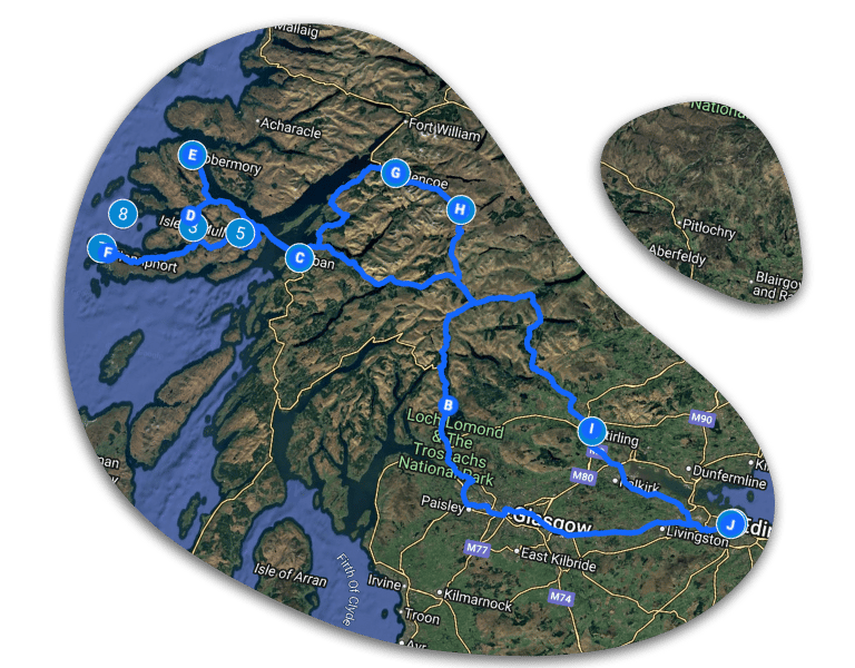 Map around the west coast of Scotland