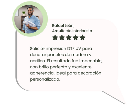 Arquitecto recomienda impresión DTF UV en madera y acrílico para decoración personalizada con Peruimpress