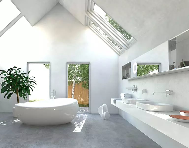 Baño acristalado con cristal inteligente SPD