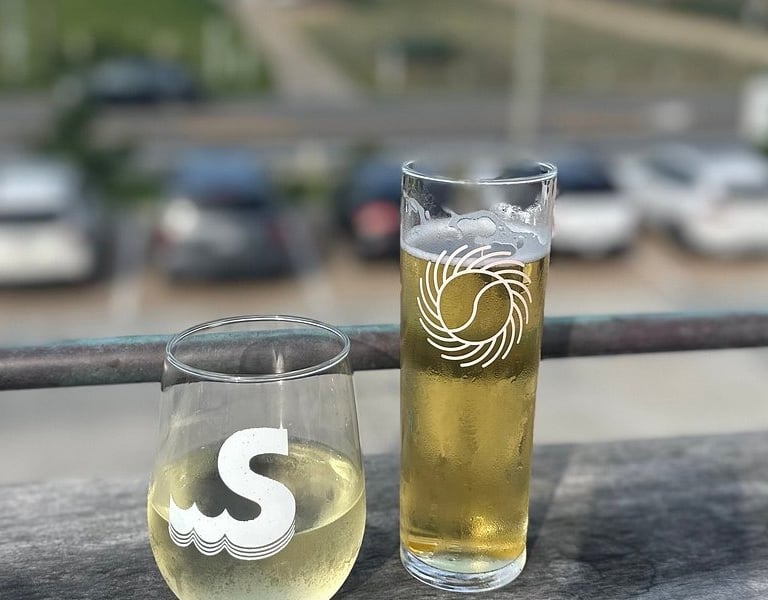 glasses of beer on a ledge swellsa brewing