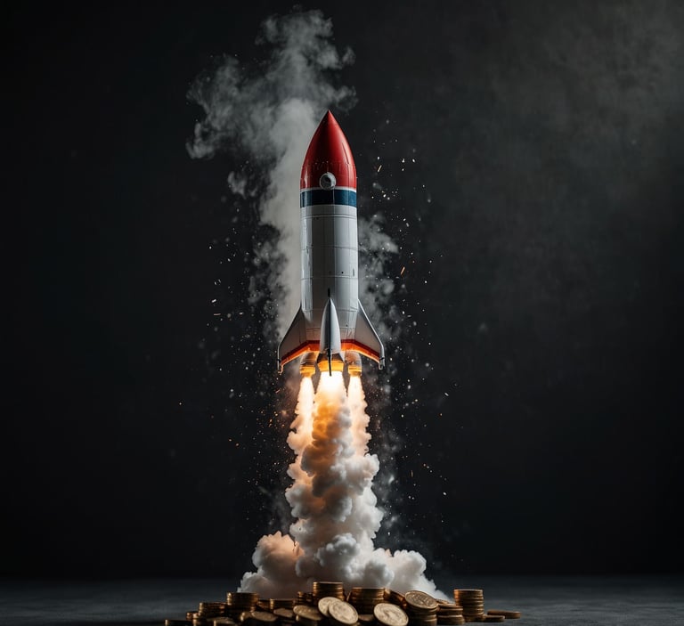 Rocked launching representing business growth