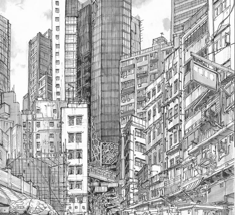 Urban sketch by Evgeny Bondarenko