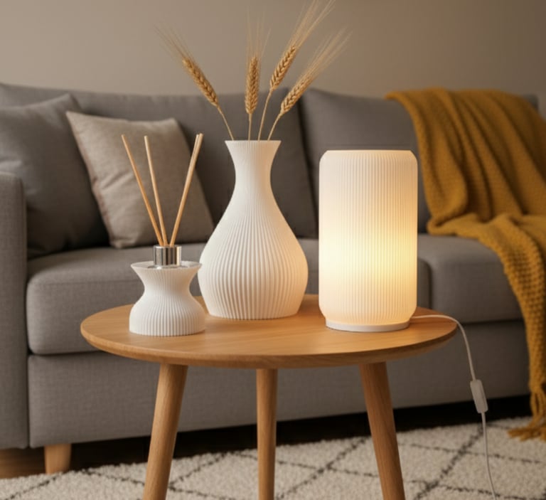 Lámpara 3D velador nórdico minimalista blanco - Palermo3D