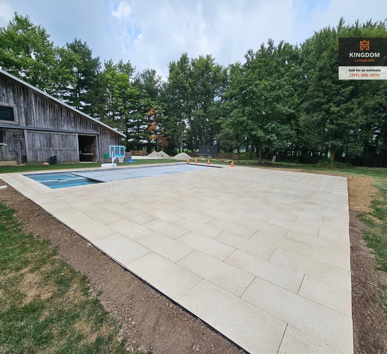 Custom inground pool patio installation