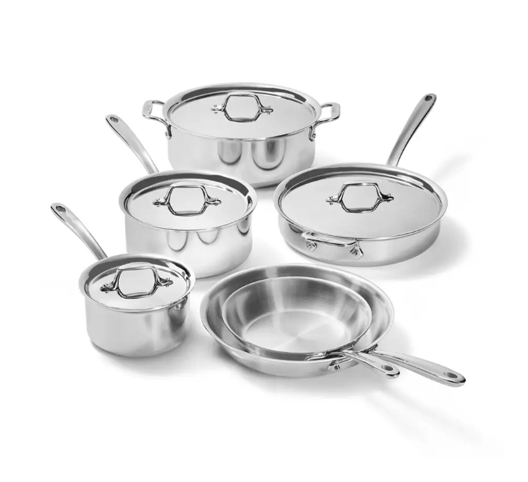 All-Clad D3 10-piece non-toxic stainless steel cookware set"