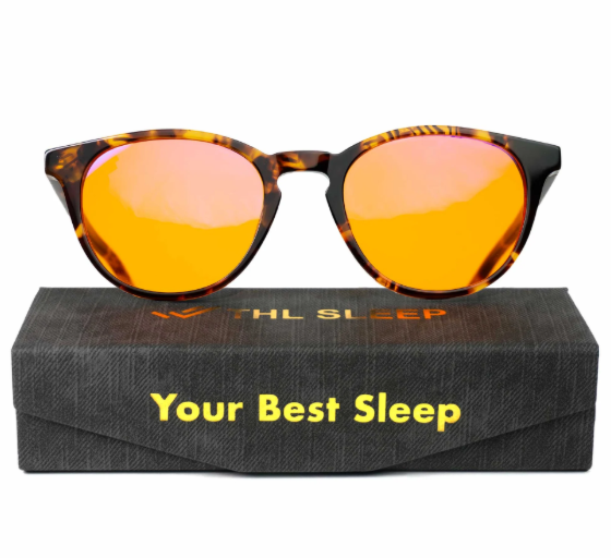 Orange blue light blocking glasses with acetate frame for sleep and screen use