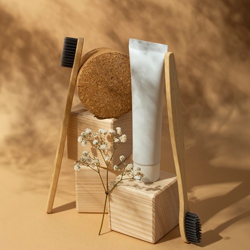 product photo editing toothpaste and toothbrush