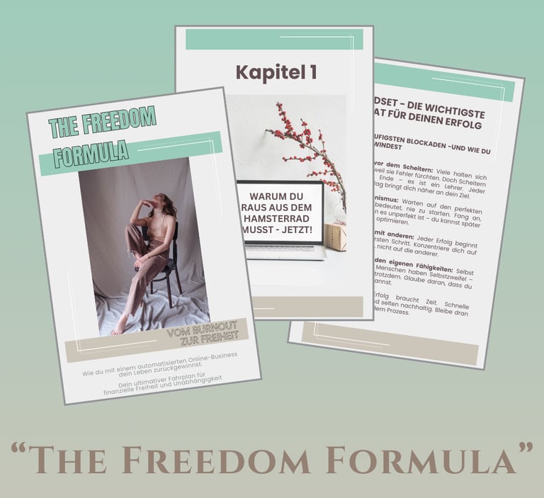 Burnout E-Book ‚The Freedom Formula‘ – Raus aus dem Hamsterrad und trotz Erschöpfung ein freies Online-Business starten 