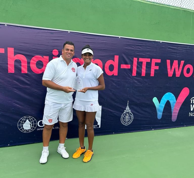 ITF professional tennis player champion working with Cesar Performance Coach