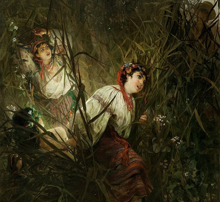 Witold Pruszkowski's painting of two Rusałki, 1877