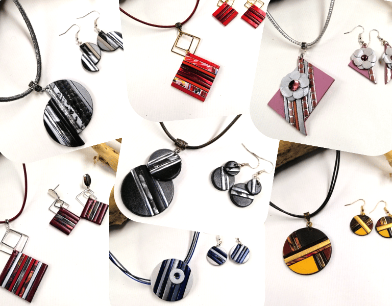 a collection of jewelry and jewelry on display